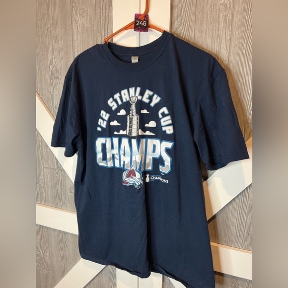 248. Fanatics Branded Colorado Avalanche 2022 Stanley Cup Champions Navy Tee XL - Picture 2 of 5